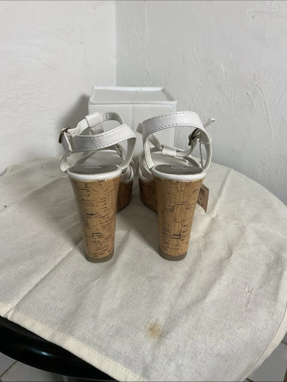 Brash White Strappy Cork Wedge Sandals Size 9 NWT